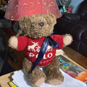 Ralph Lauren teddy bear with Christmas sweater 1998